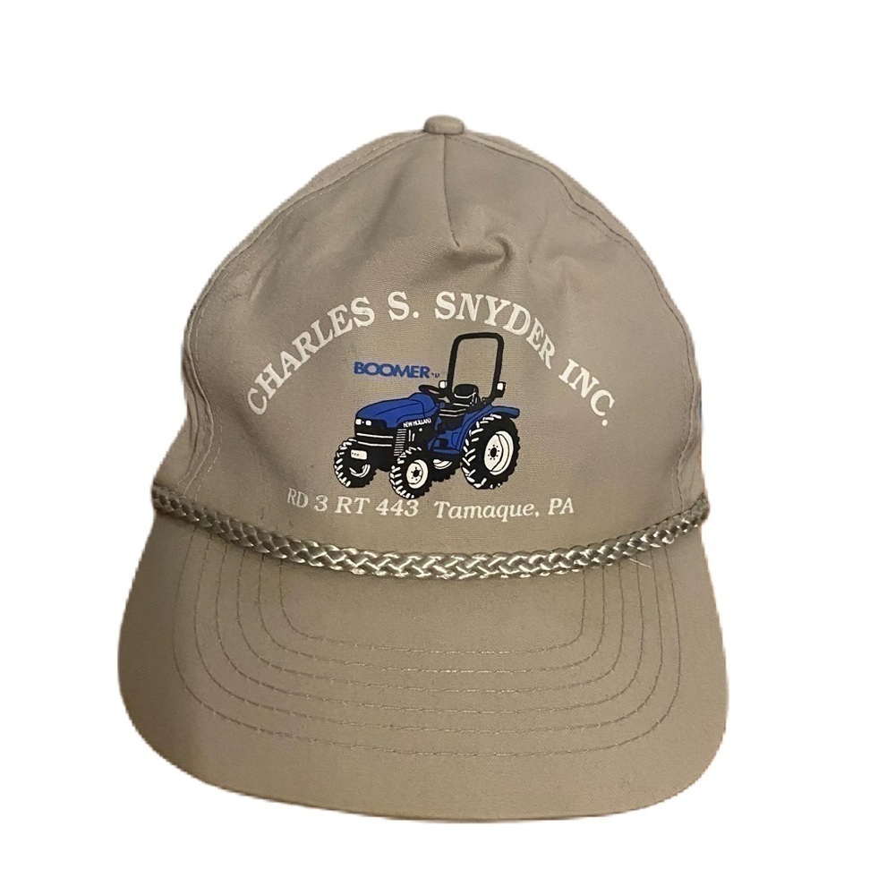 Vintage New Holland Rope SnapBack Trucksr Hat Boomer Tractor Charles Snyder